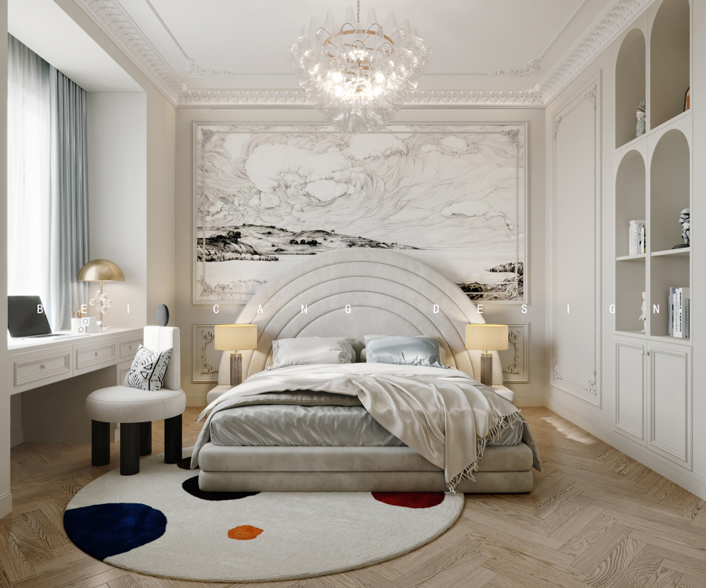 御香山叠拼法式卧室效果图